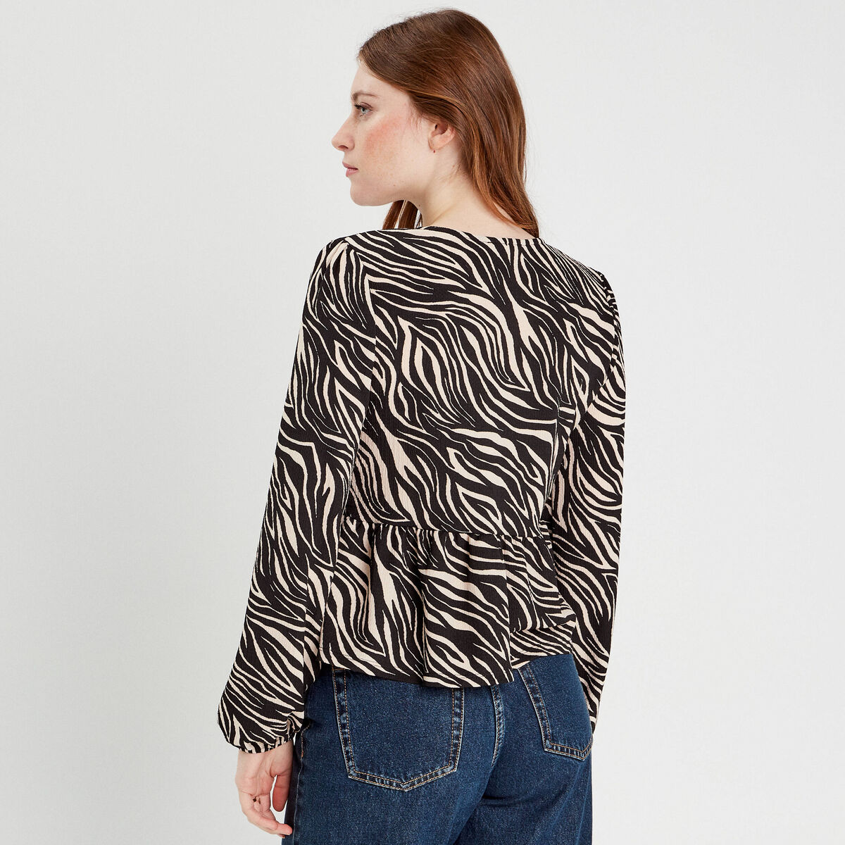 Blouse nouée manches longues noir femme