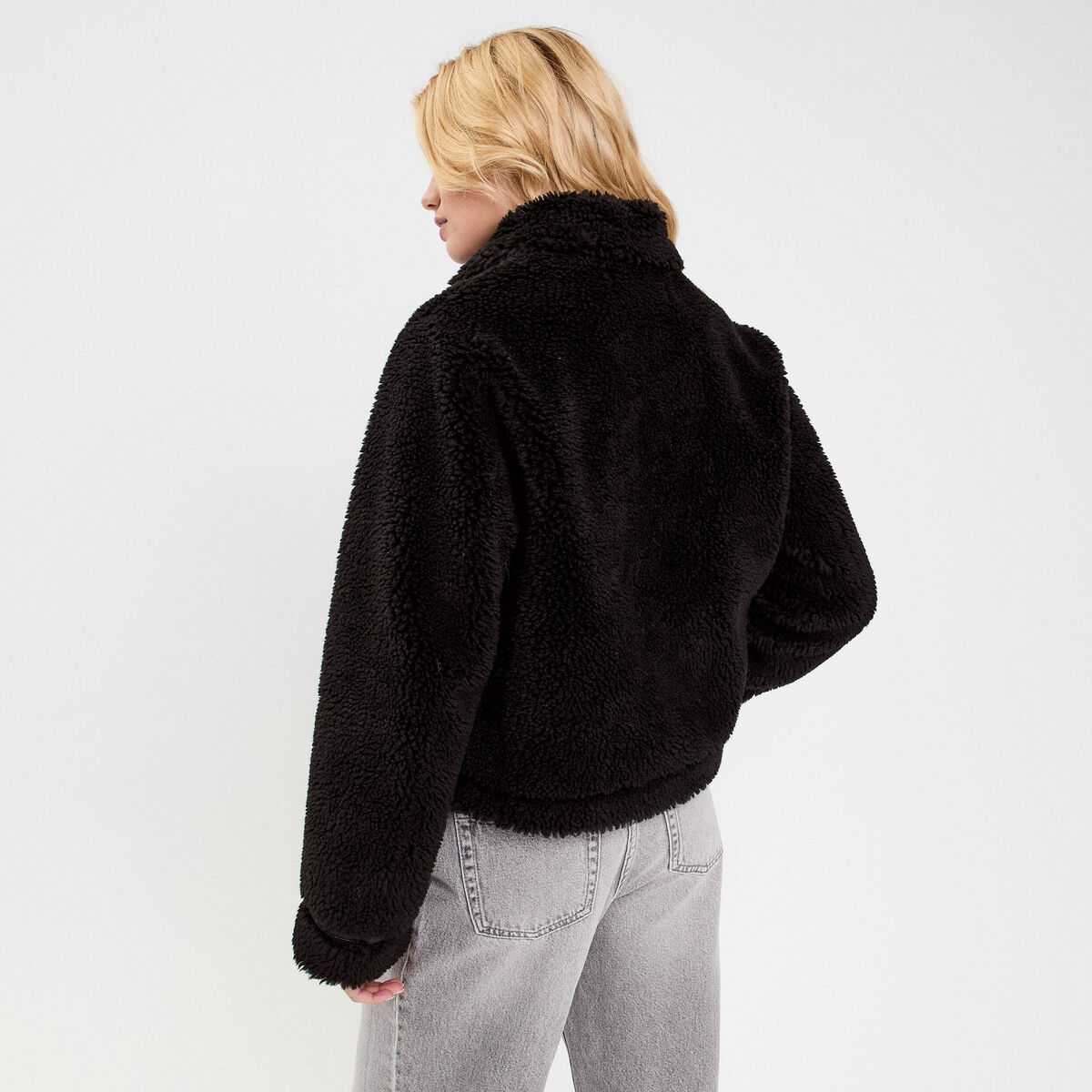 Bombardier fausse fourrure noir femme