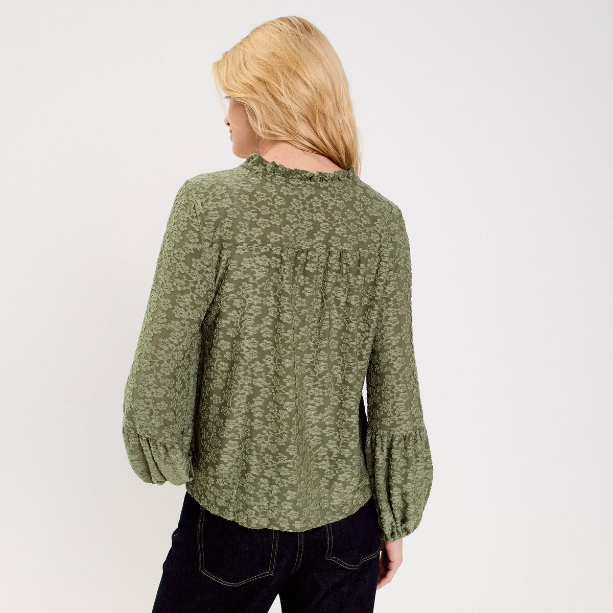 Blouse manches longues vert kaki femme