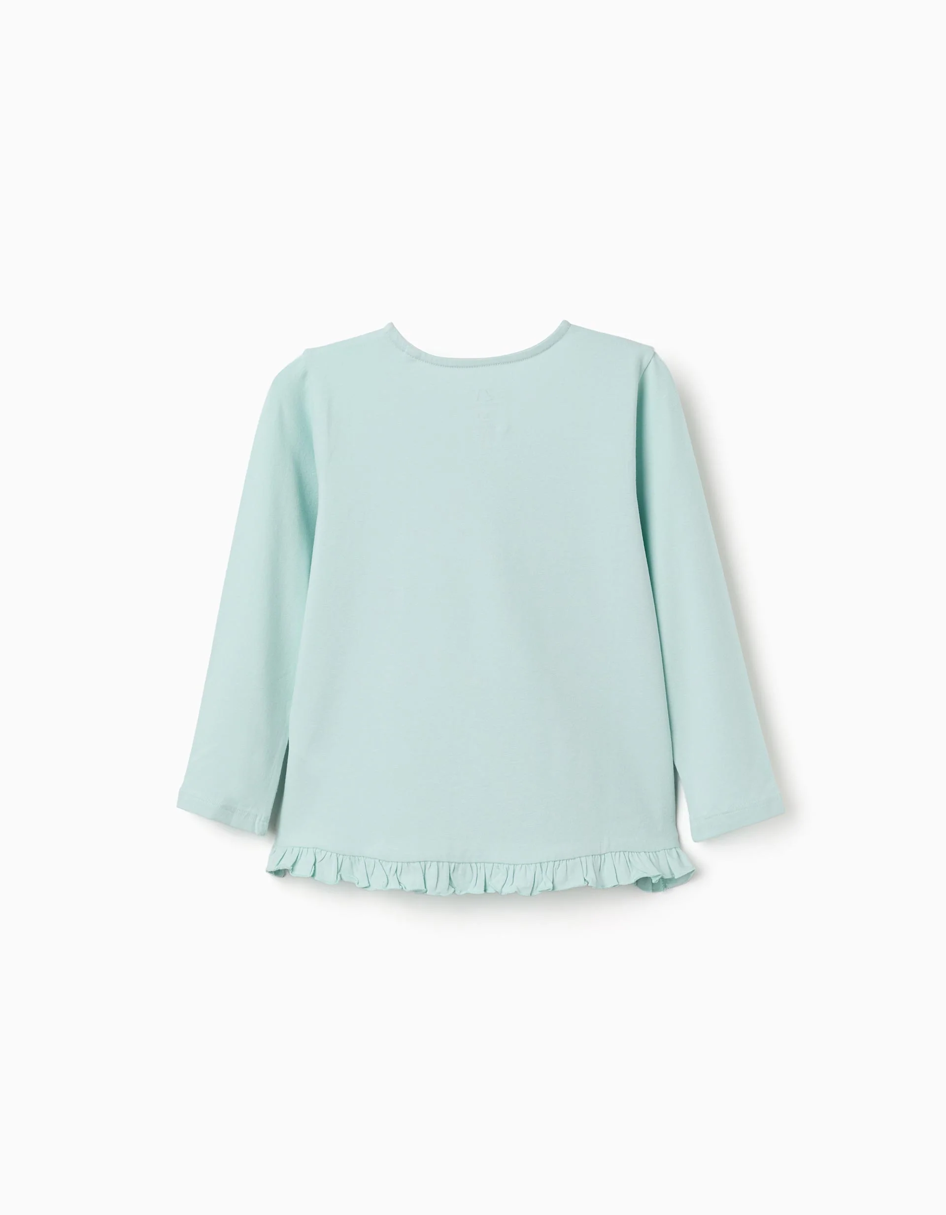 Long sleeve T-shirt with floral embossed print for girls, light blue