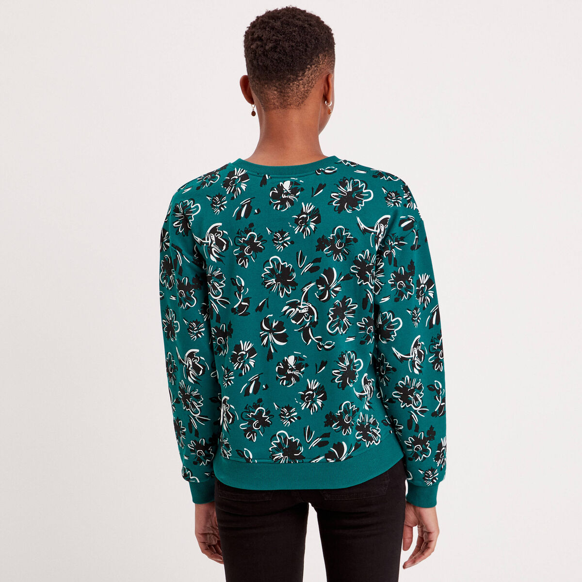 Sweat manches longues vert foncé femme