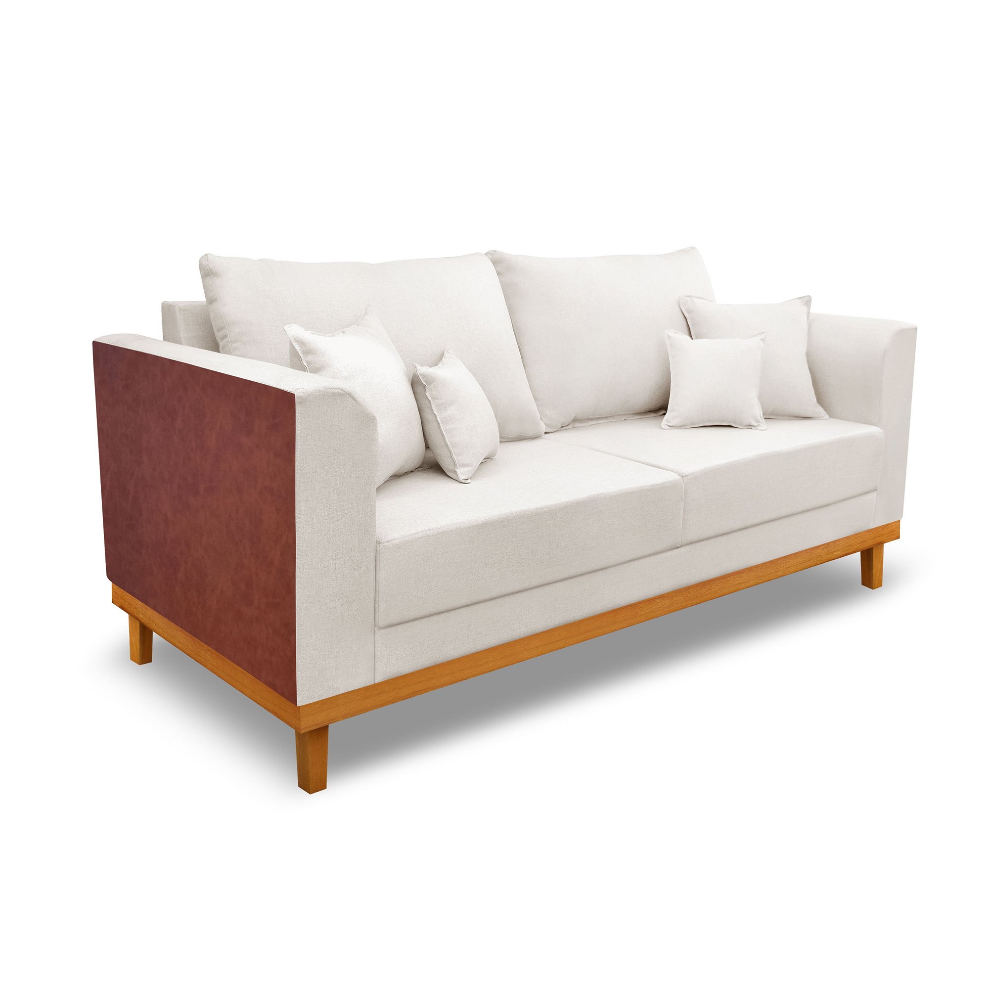 SOFA 3 LUGARES Benny lateral courvim Linho bege