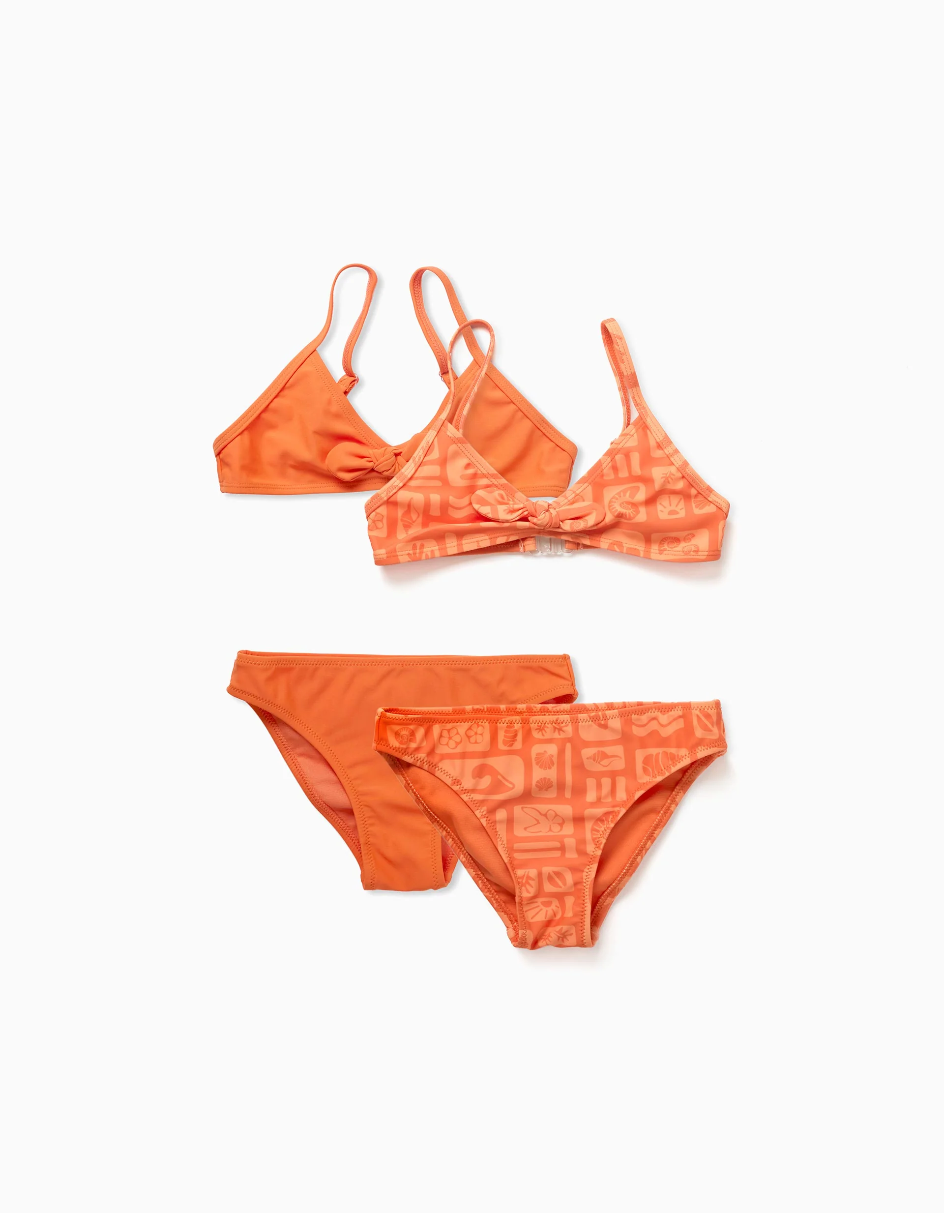Pack of 2 bikinis with decorative bow for girls, orange