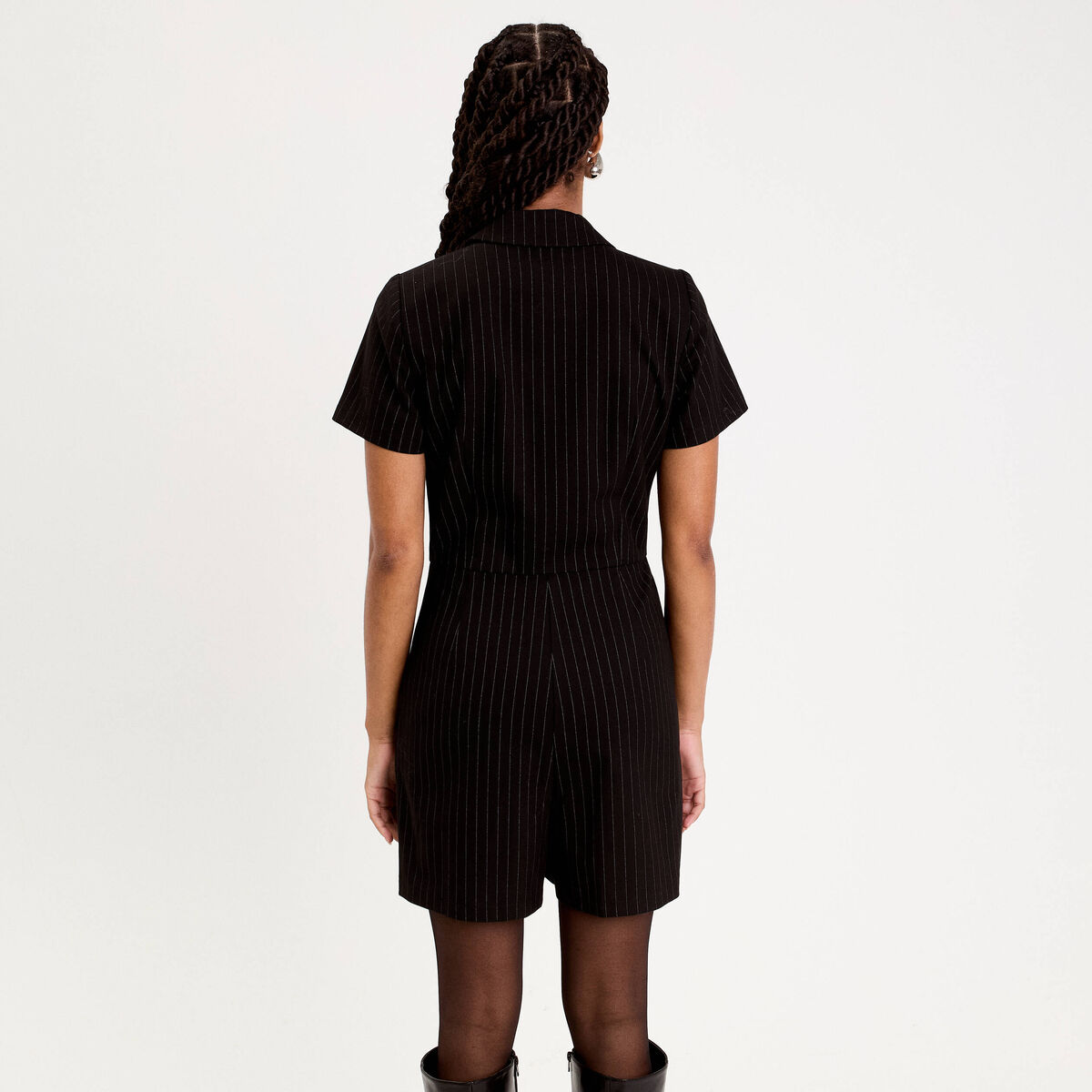 Combishort col tailleur noir femme