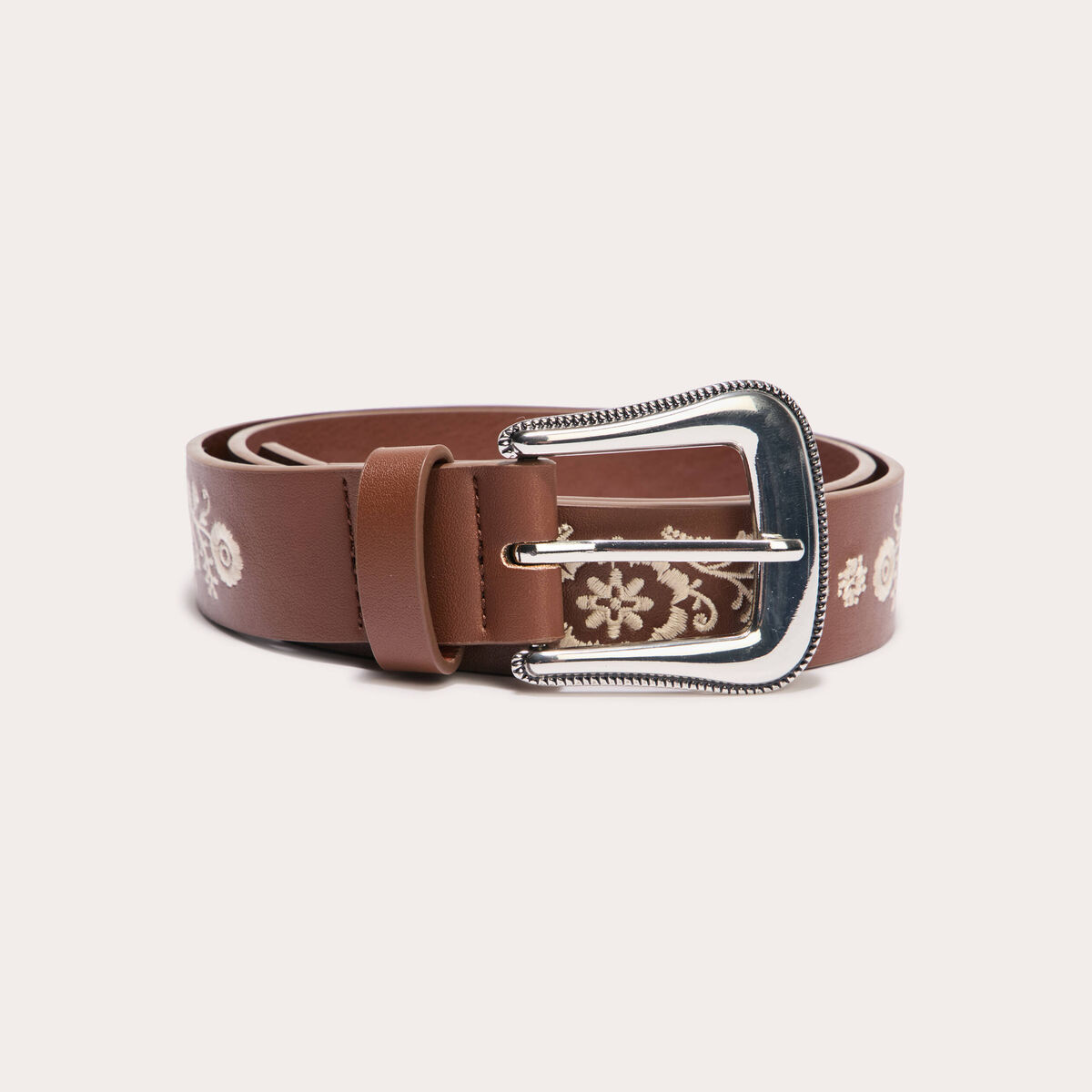 Ceinture brodée camel femme