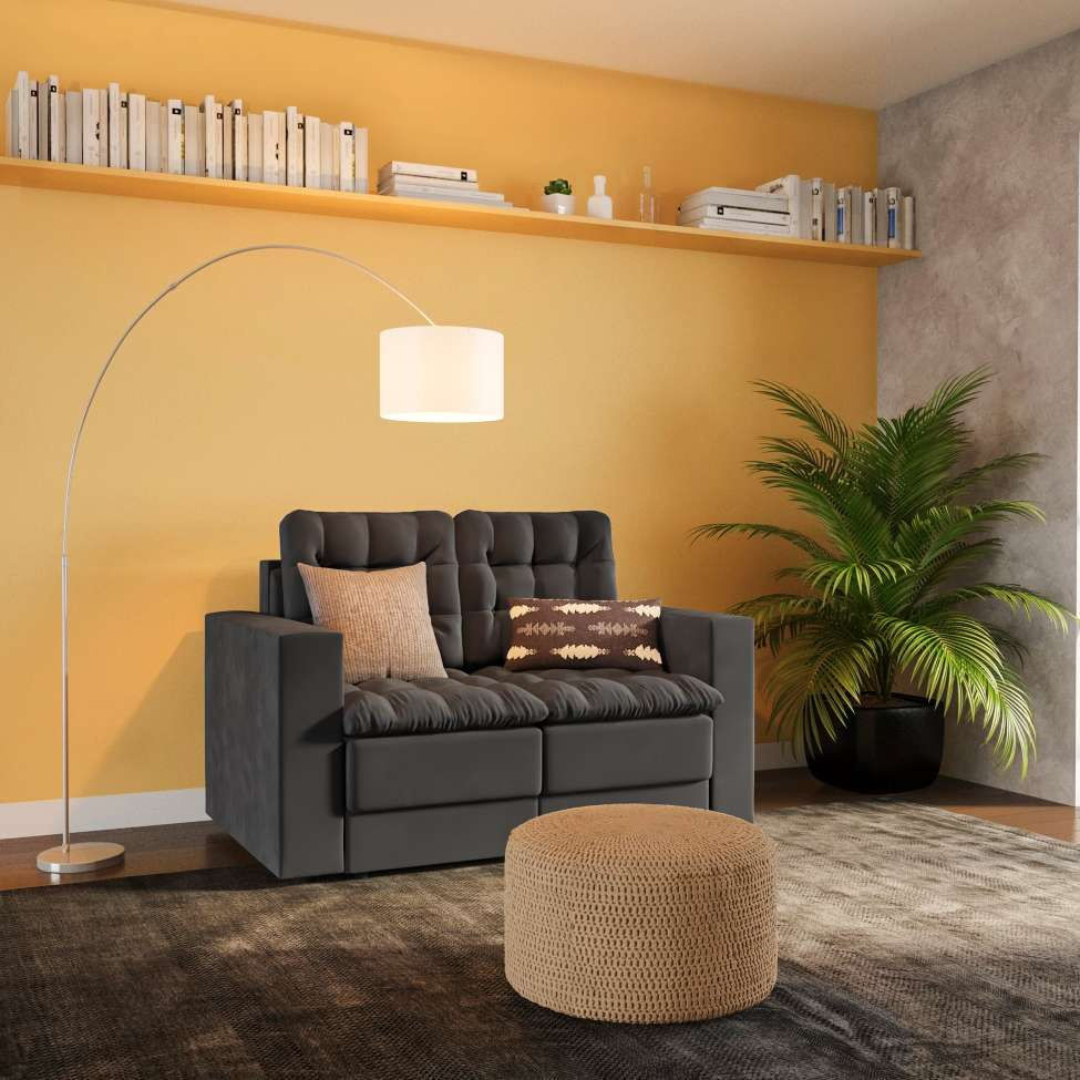 Sofá 2 Lugares Retrátil Kassel Suede Grafite 140 cm em Promoção | Ofertas na Americanas