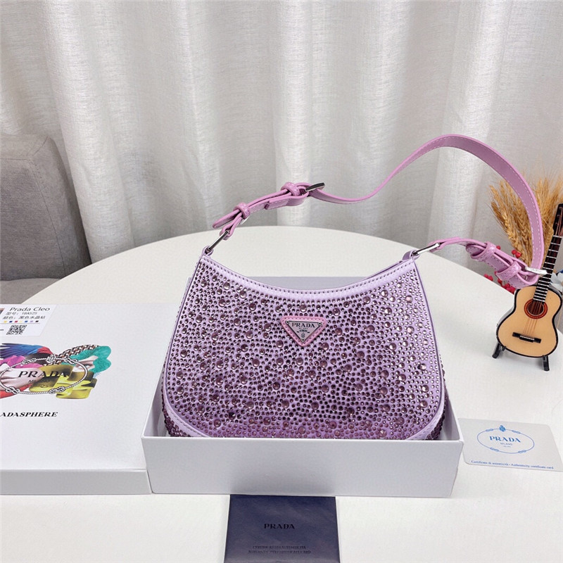 プラダ クレオ クリスタル サテン バッグ PRADA キラキラ バッグ パーティー 宴会 ショルダーバッグ ブランドコピー カバン おしゃれ 女性