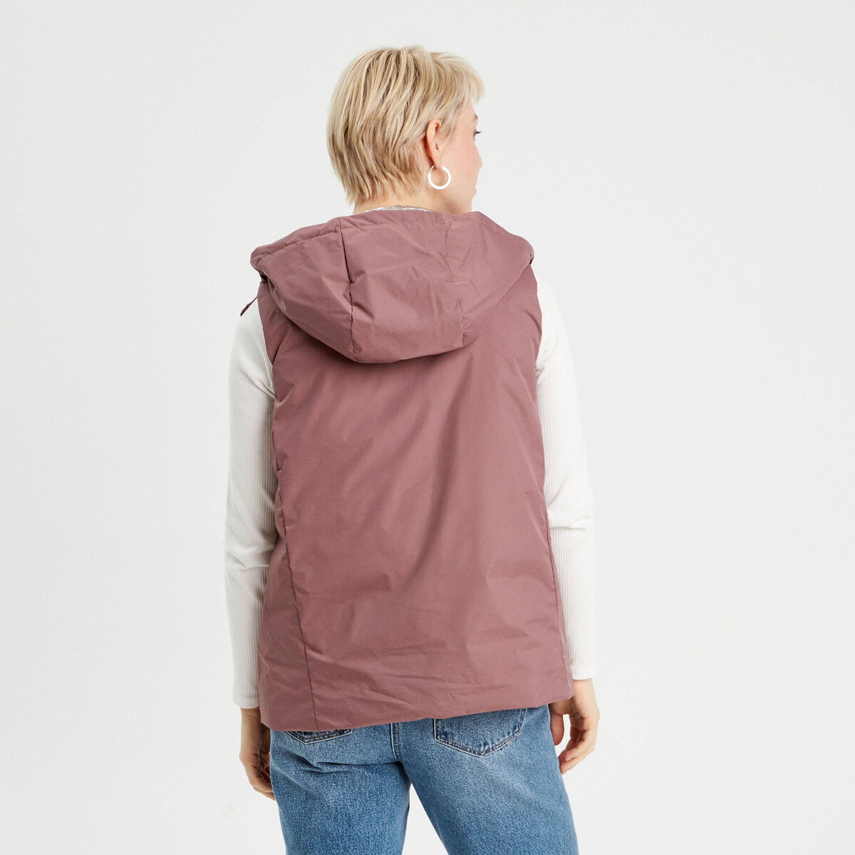 Doudoune réversible vieux rose femme