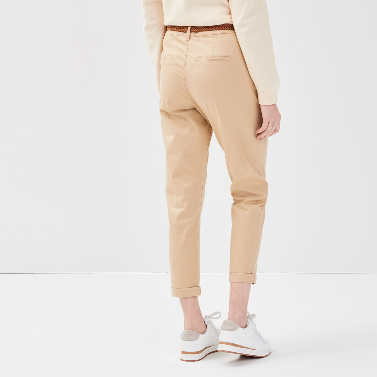 Pantalon chino 7/8ème beige femme