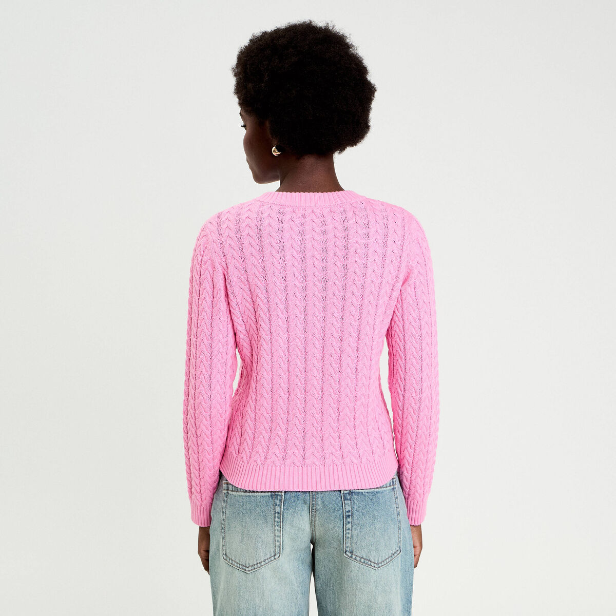 Pull manches longues rose femme
