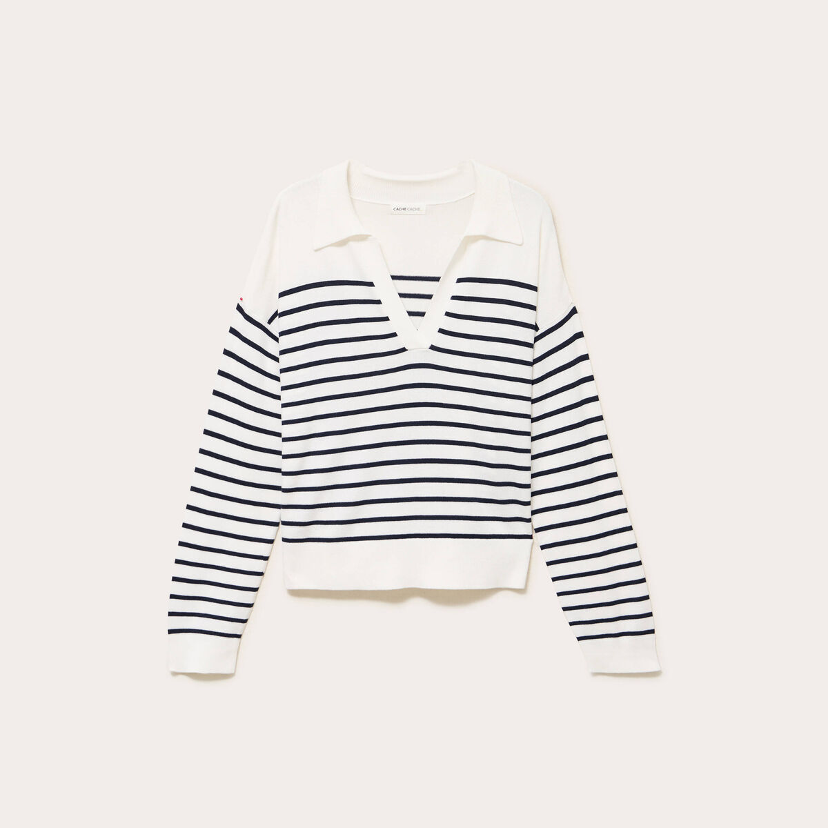 Pull fin manches longues encolure bateau bleu marine femme