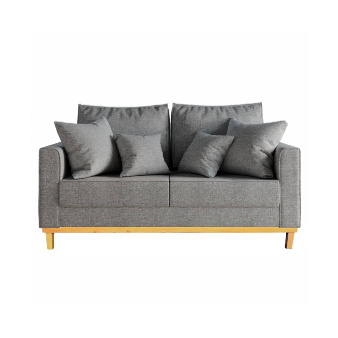 Sofá Beny 2 Lugares 140cm Base de Madeira Linho