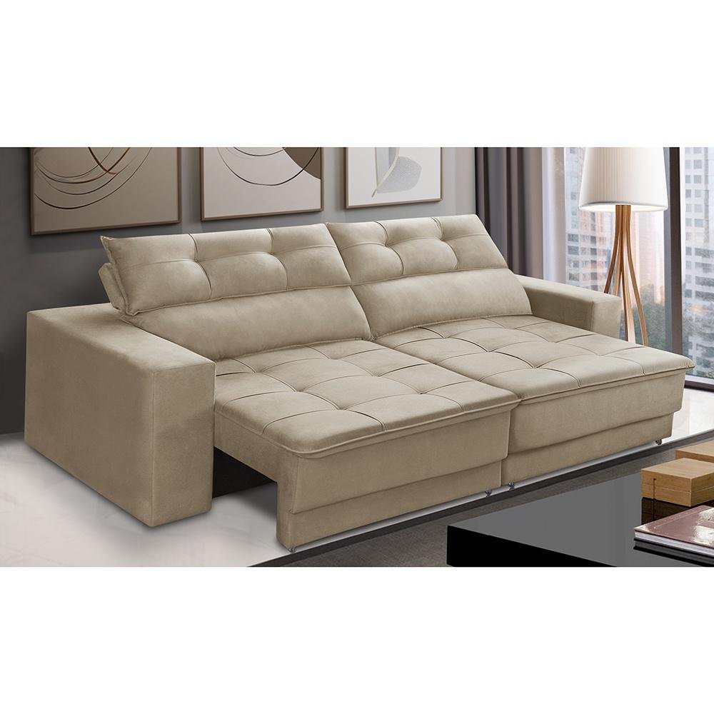 Sofá Retrátil e Reclinável 2 Lugares 1,50m com Molas Emily Suede Adonai Estofados