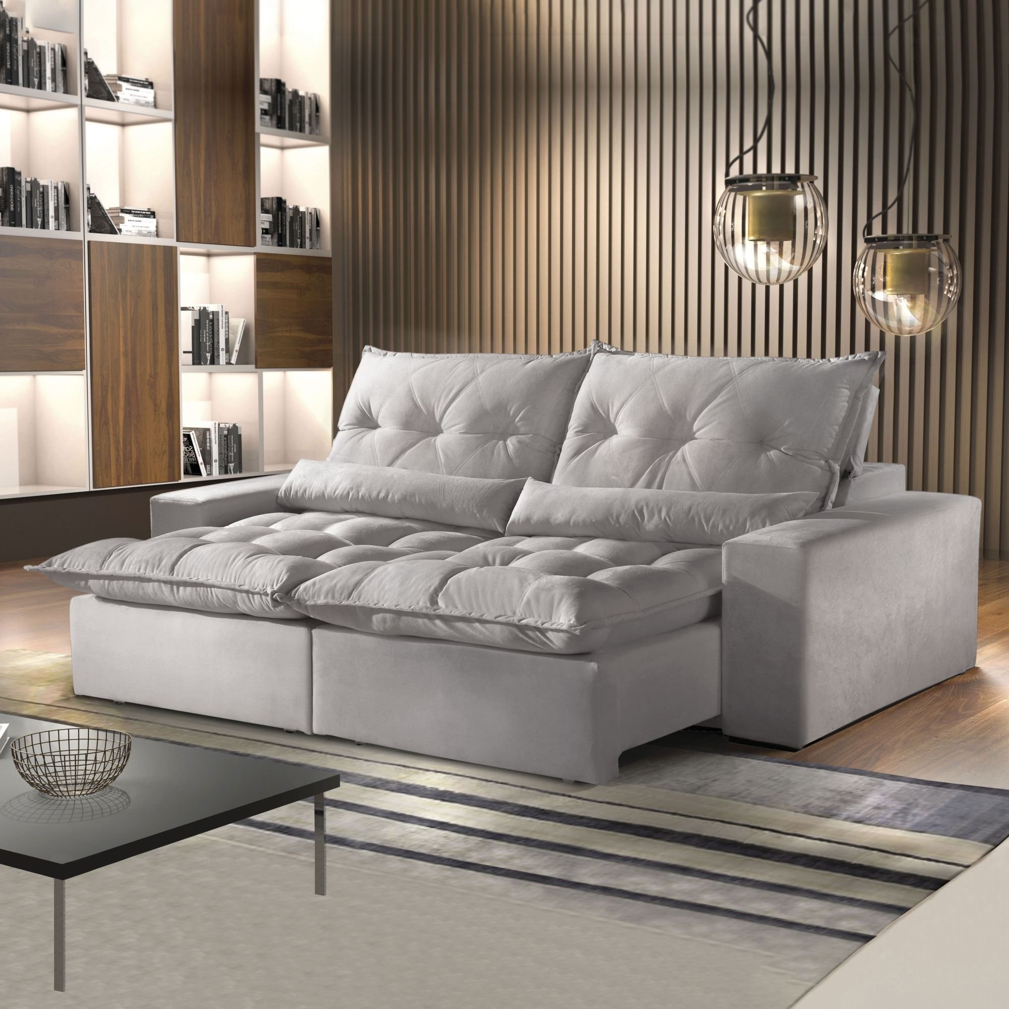 Sofá Retrátil e Reclinável 3 Lugares 210cm Avalon Super Pillow