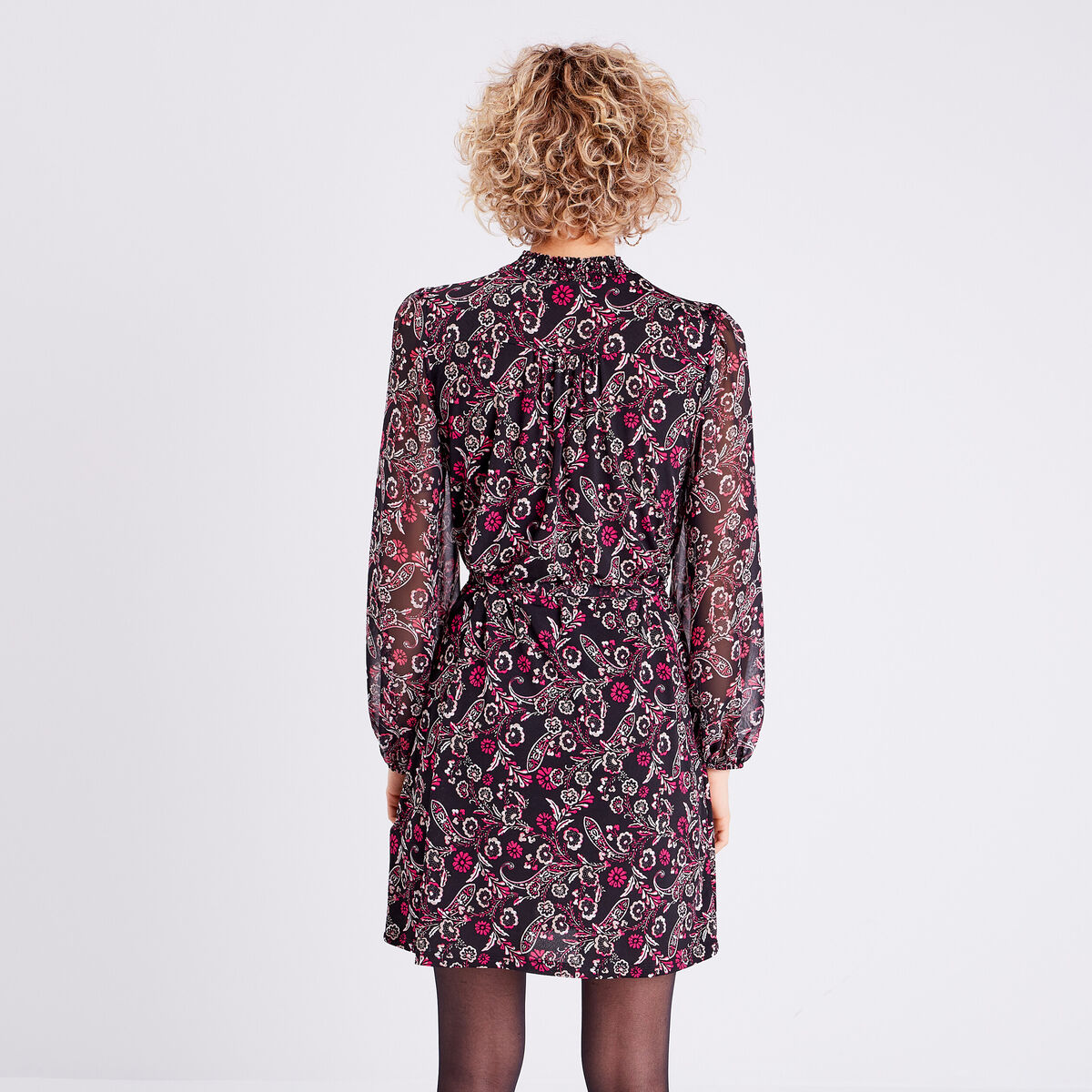 Robe droite manches 3/4 noir femme