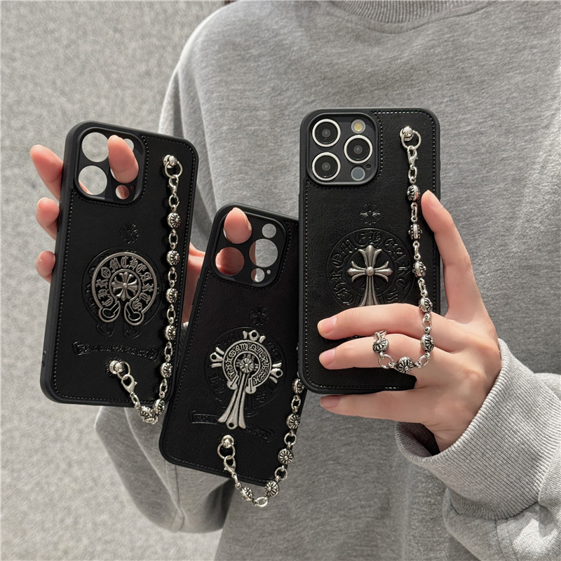 クロム ハーツ iphone ケース かっこいい iphoneケース ストリート iphone ケース おしゃれ メンズ iphone17/16 ケース ブランド iphone ケース チェーン付き おしゃれ スマホケース 高校生