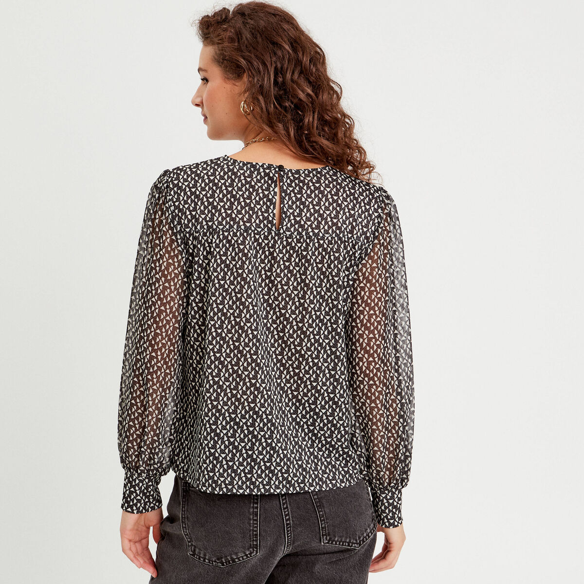 Blouse manches bouffantes noir femme