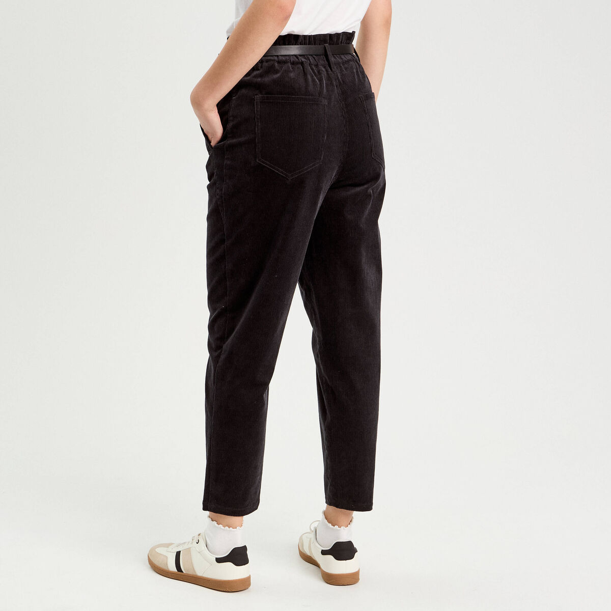 Pantalon slouchy velours noir femme