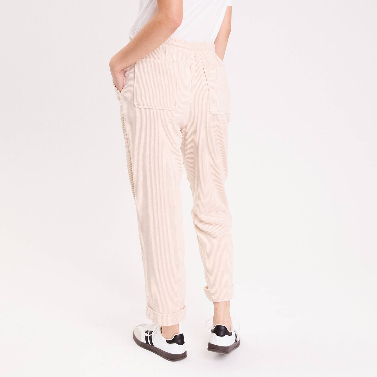 Pantalon jogging en velours sable femme