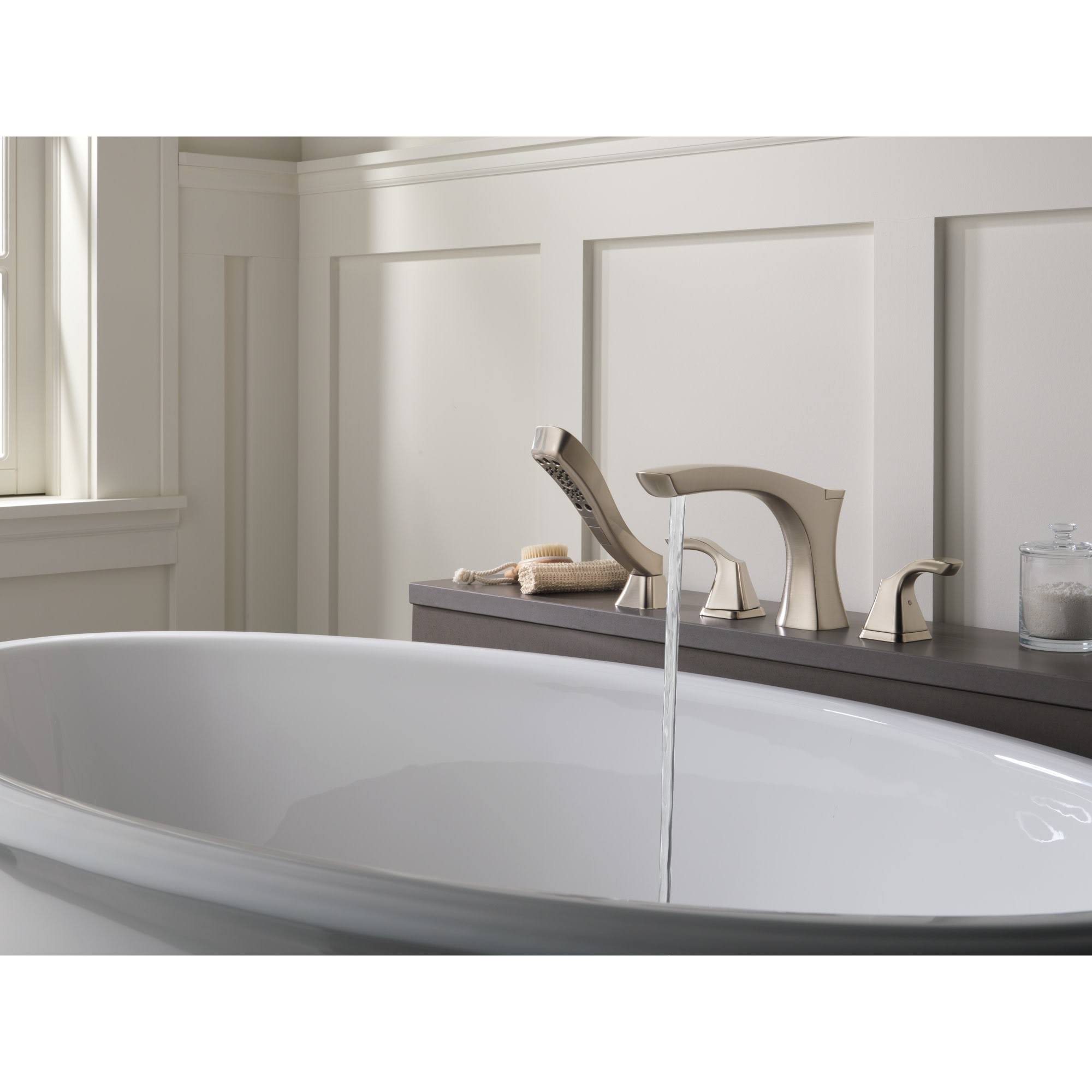 Delta T4752-SS Tesla Roman Tub Trim with Hand Shower - Stainless - Ebanbox