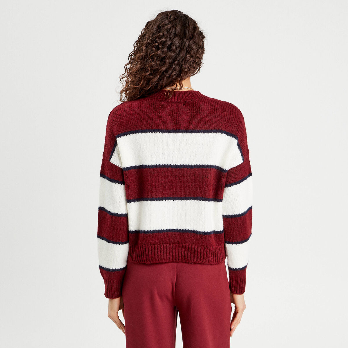 Pull manches longues rouge foncé femme