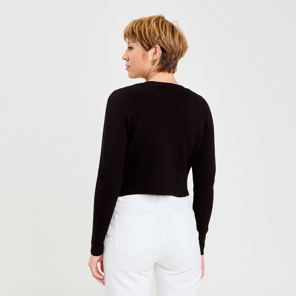 Gilet court boutonné noir femme