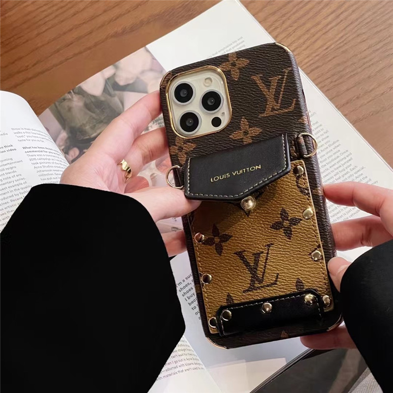 ヴィトン風 iphone17/16pro ショルダーケース 高級 新作 vuitton iphone15/14/13promax ケース 革 リベット アイホン12pro iphone11 ケース カード収納 おしゃれ
