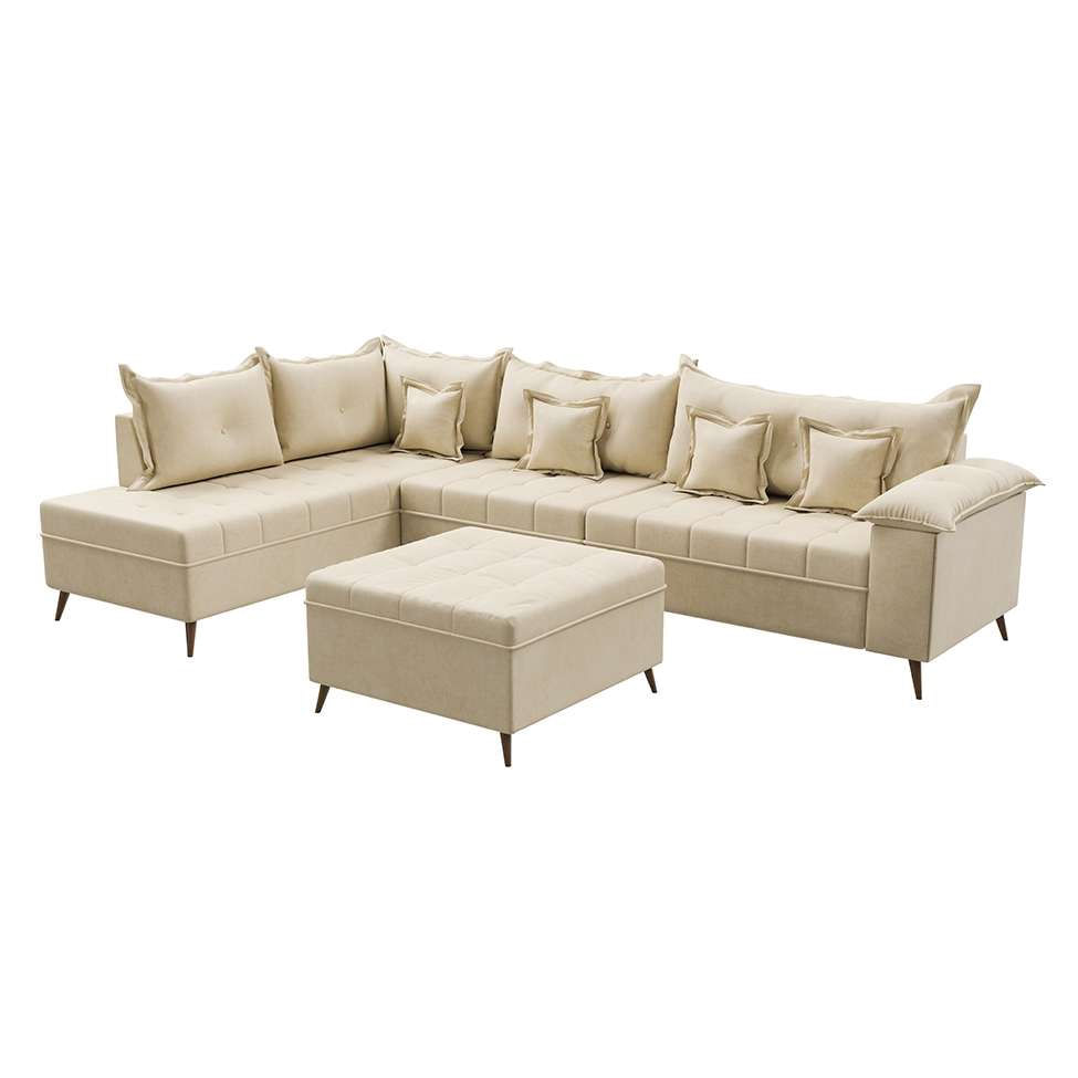 Sofá de Canto Cancun Linho Bege em Promoção | Ofertas na Americanas