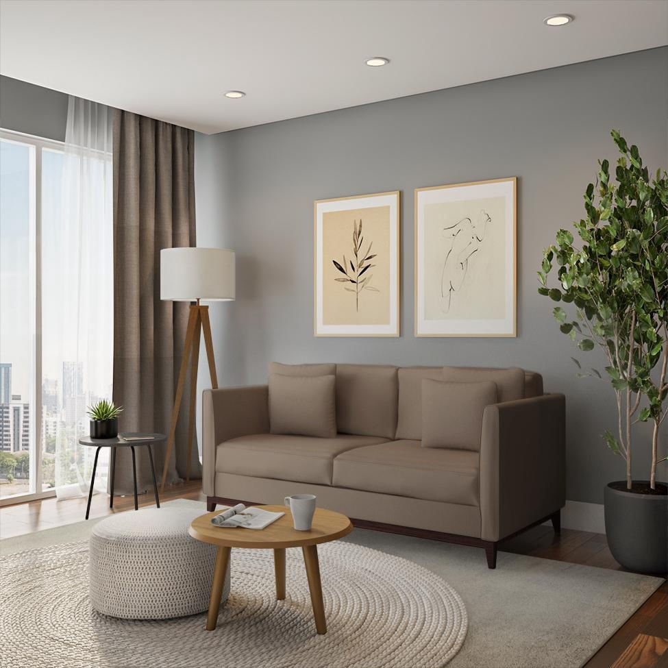 Sofá 3 Lugares Belize Base de Madeira Linho Cotton Bege em Promoção | Ofertas na Americanas