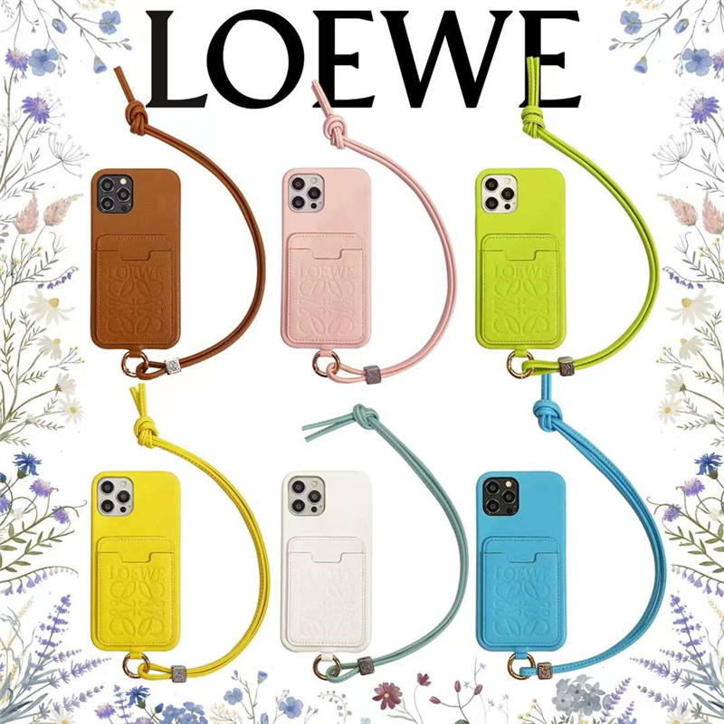 iphone17/17pro ケース ロエベ iphone16/15pro ケース 首掛け loewe風 iphone14 ケース カード 収納 ブランド 携帯ケース iphone13 ライチレザー 2022新作