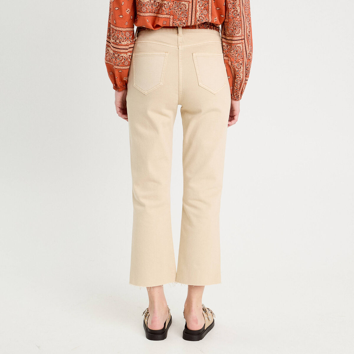 Pantalon flare 7/8ème marron clair femme