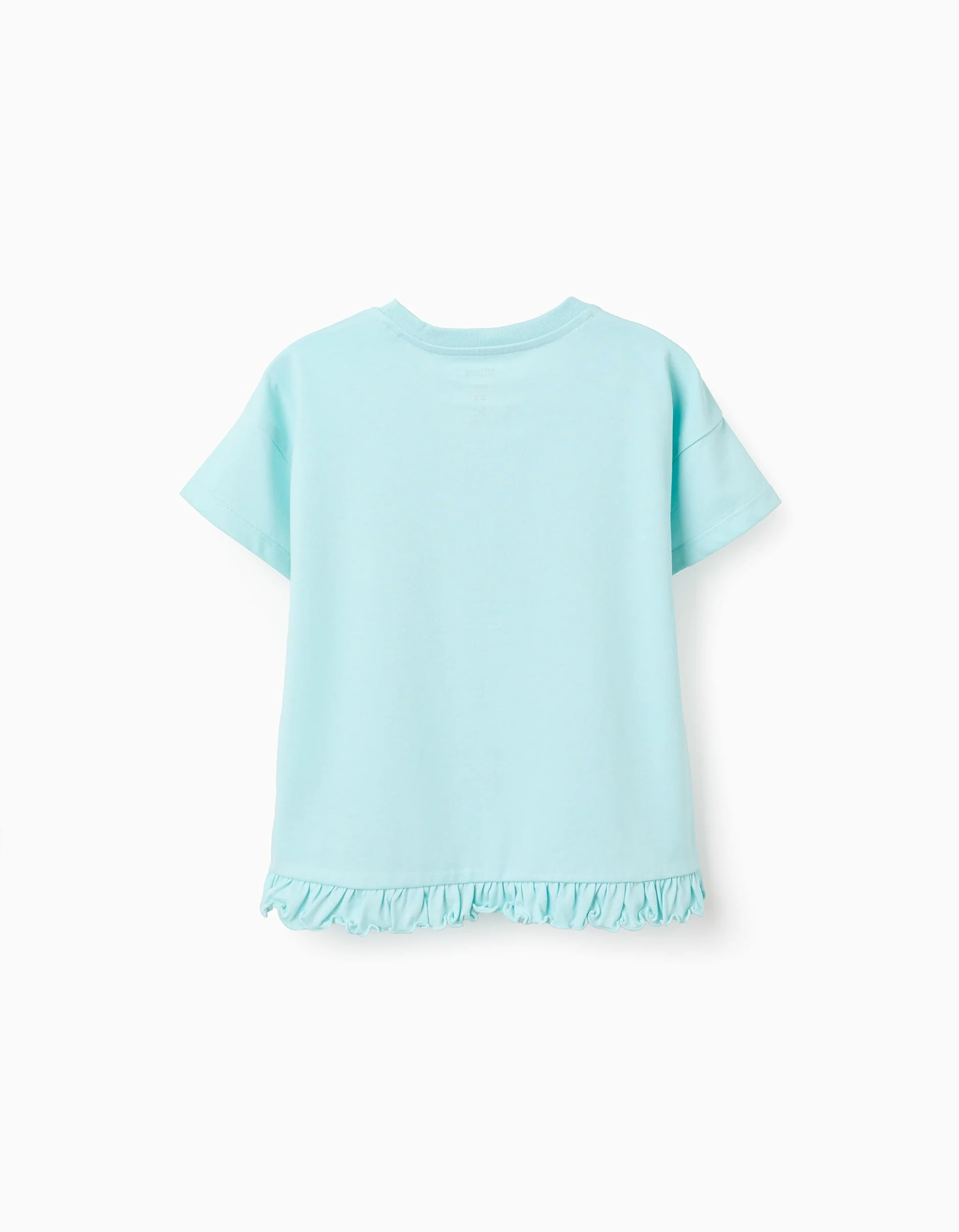 Cotton T-shirt with Stitch and Scrump print for girls, light blue