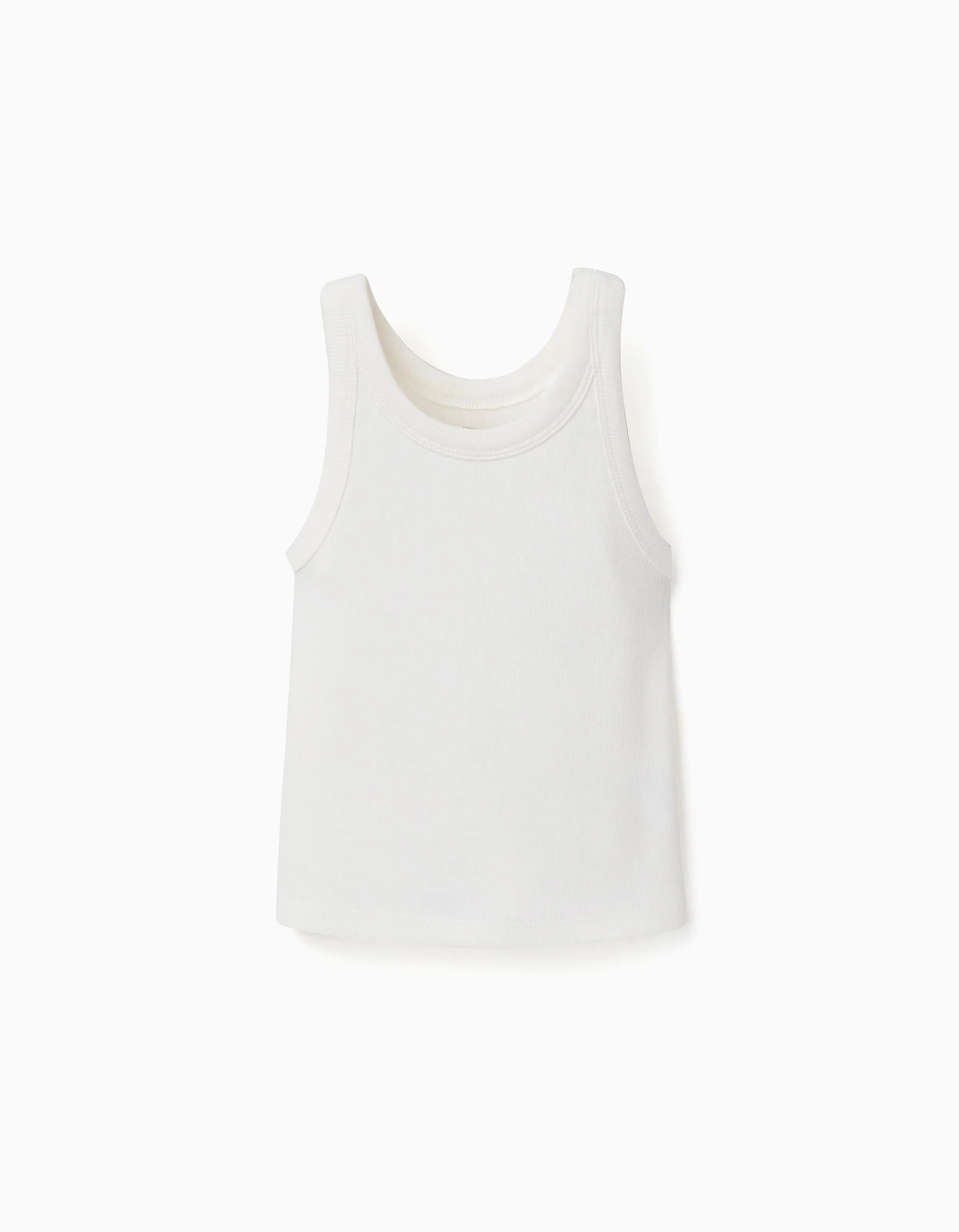 Ribbed cotton tank top for girls, white