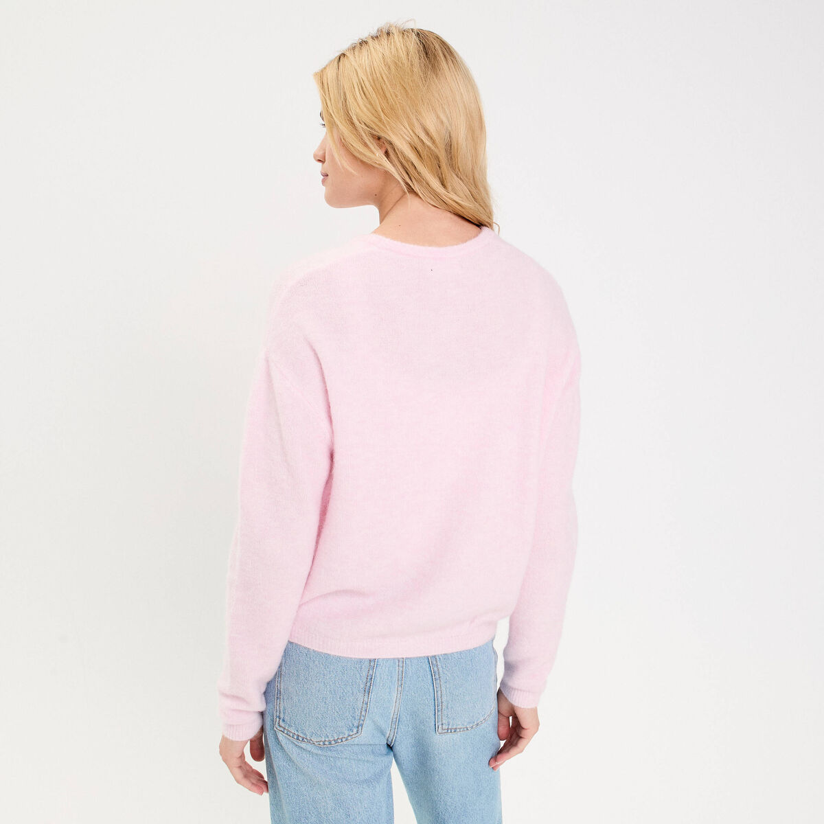 Gilet manches longues rose clair femme