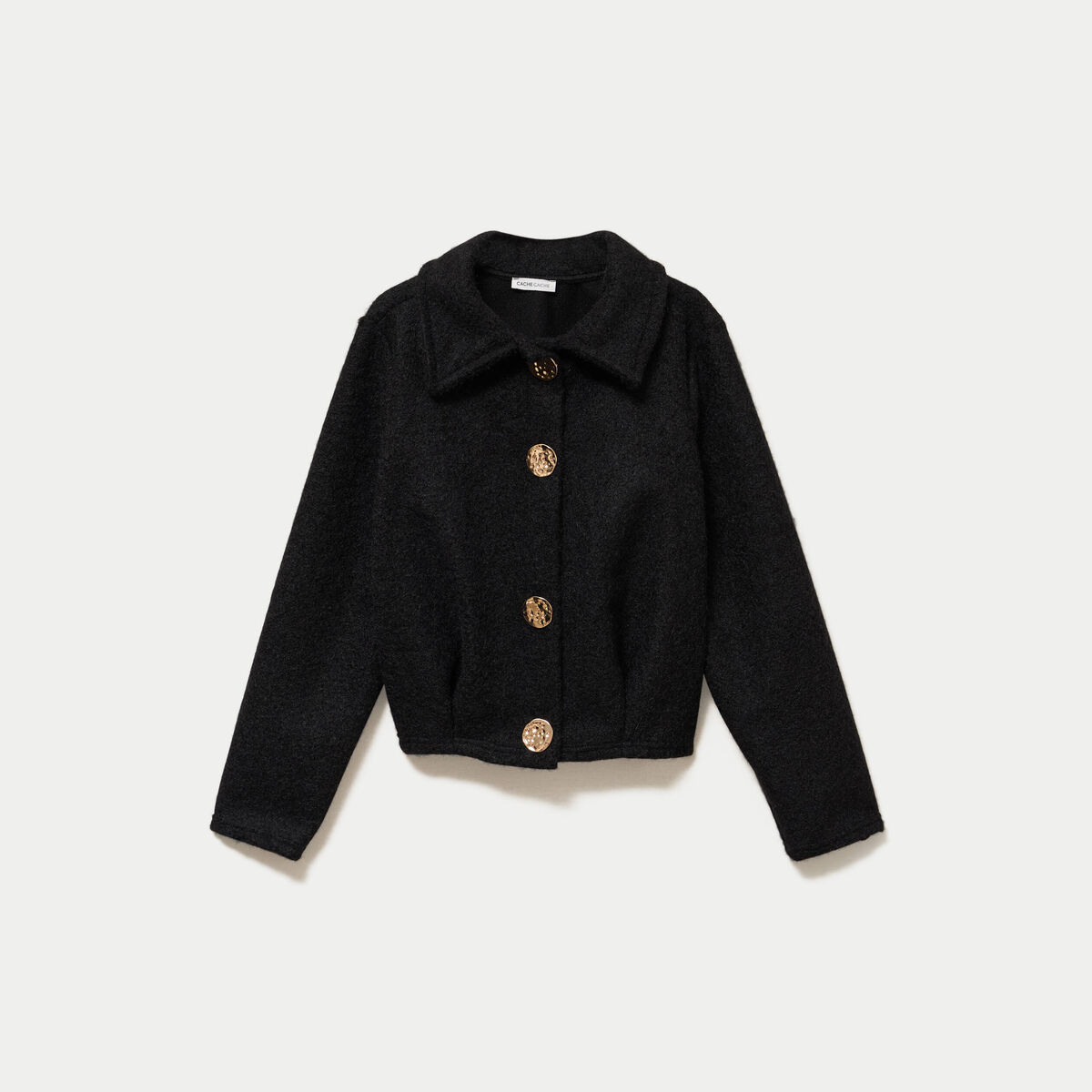 Veste manches longues col tailleur noir femme