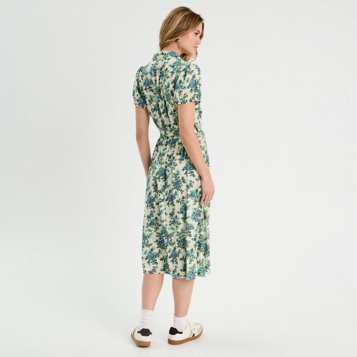 Robe chemise longue droite blanc femme