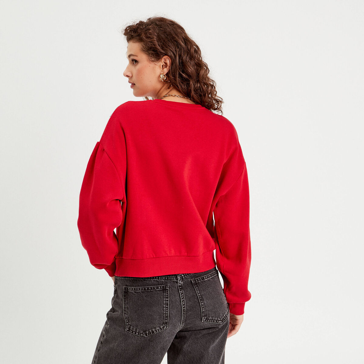 Sweat manches longues rouge femme