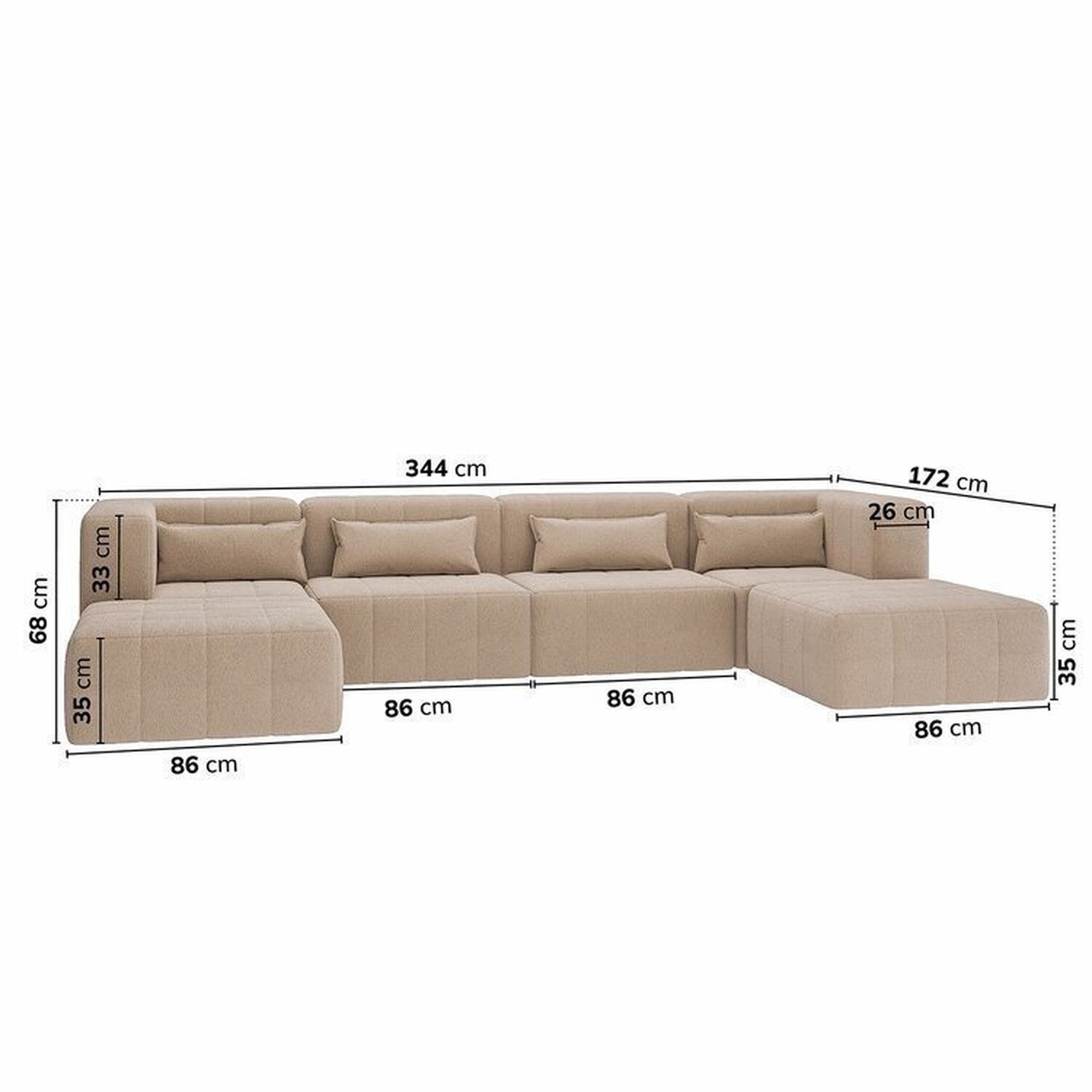 Sofá Modular 4 Lugares e 2 puff EasyBox CabeCasa MadeiraOriginals