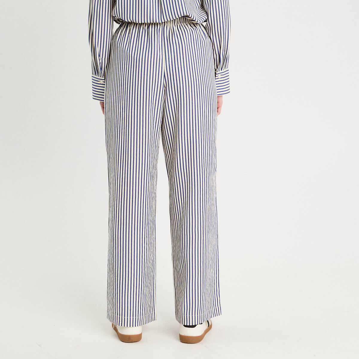 Pantalon large bleu marine femme