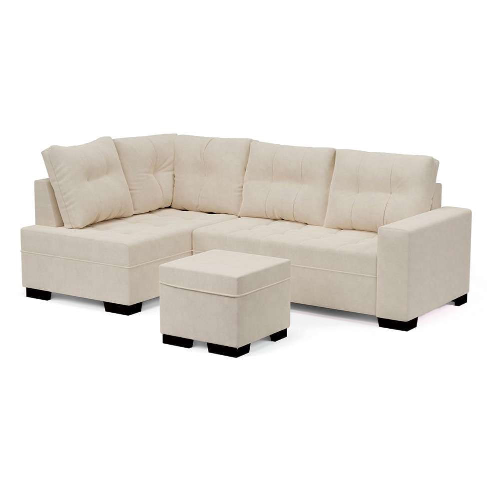 Sofá de Canto 6 Lugares Gávea Suede Bege em Promoção | Ofertas na Americanas
