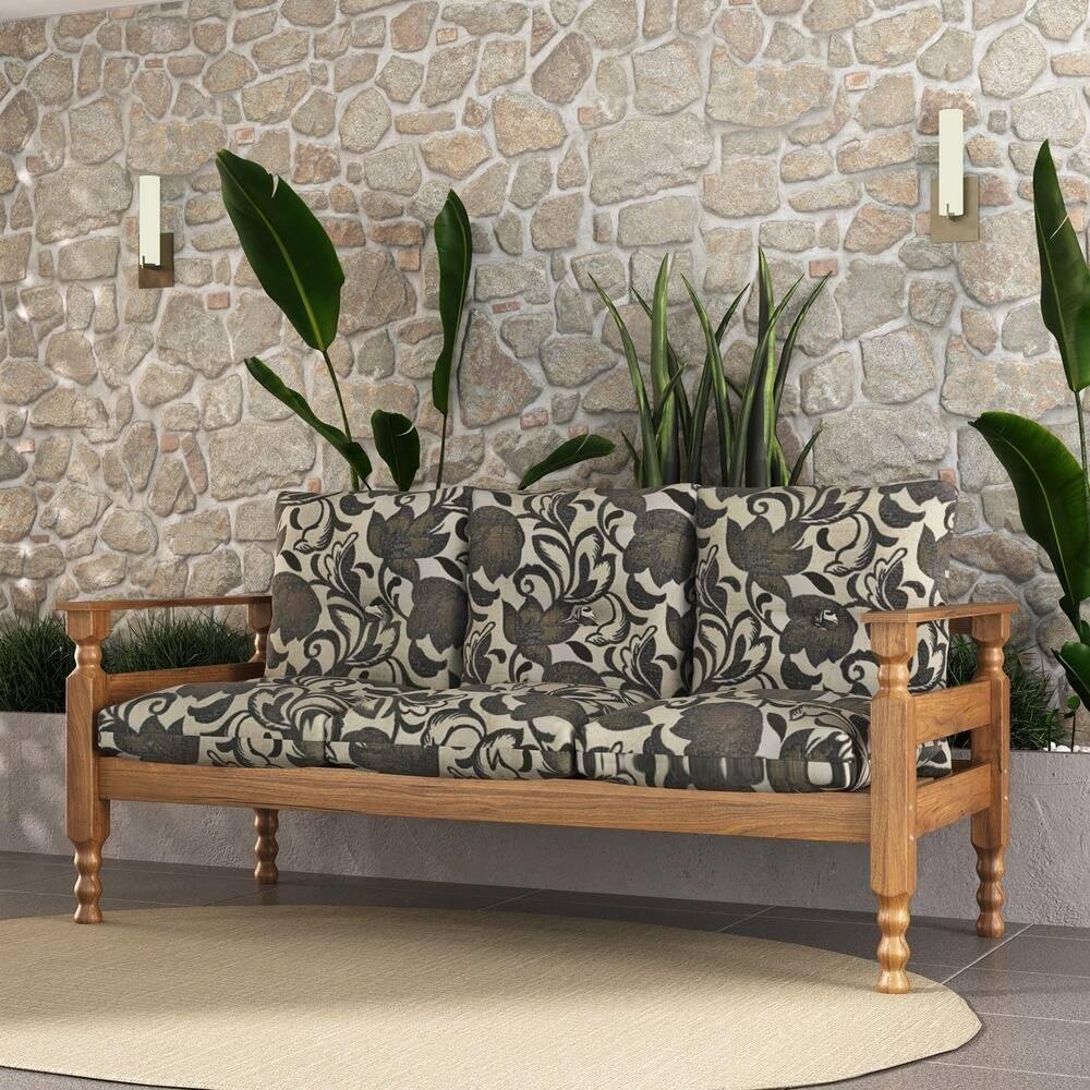 Sofá 3 Lugares Madeira Maciça Liz Multimóveis Cr7000.t64 Imbuia/floral