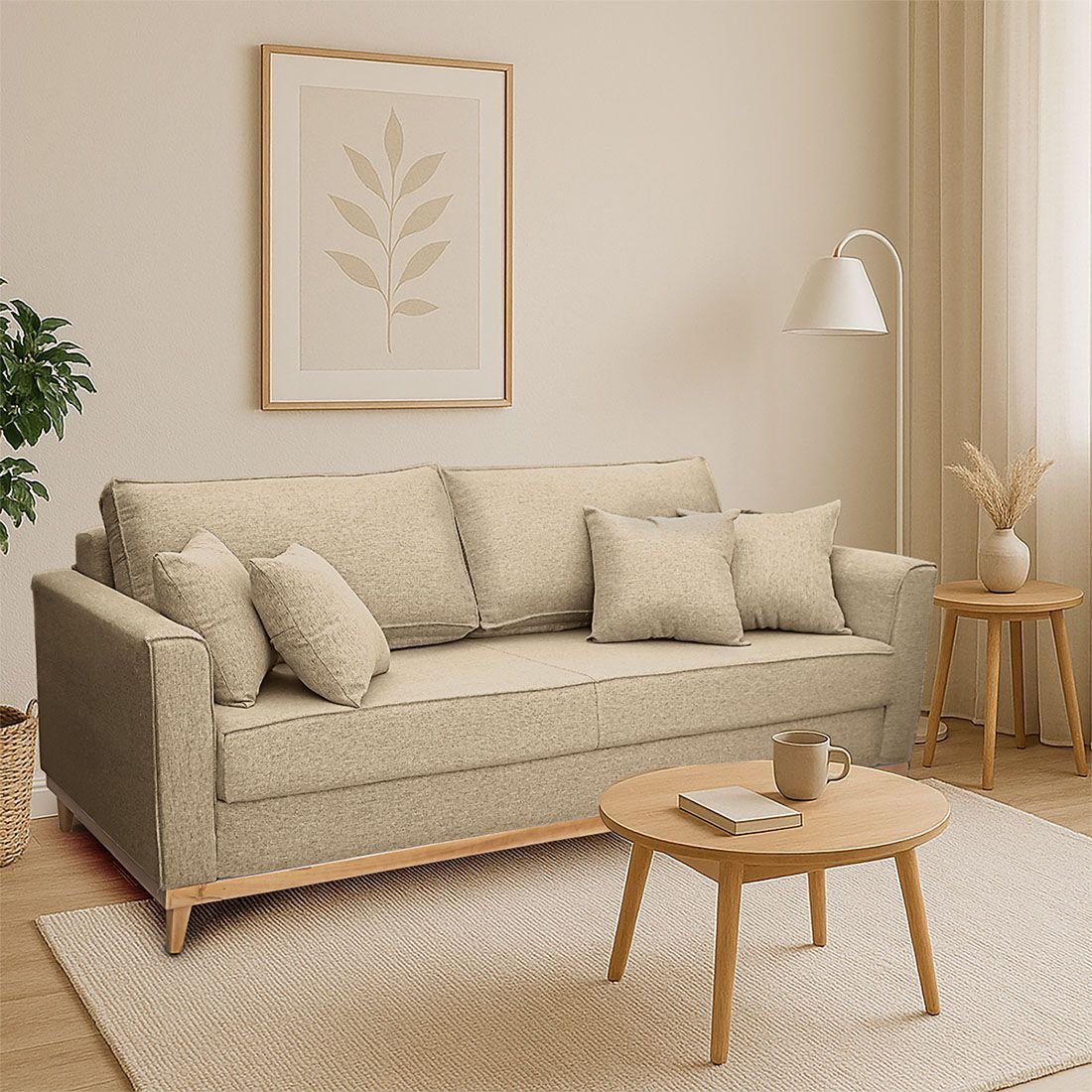 Sofá Namoradeira 2 Lugares Base de Madeira Linho Premium Moderno Minimalista Confortável Ulisses