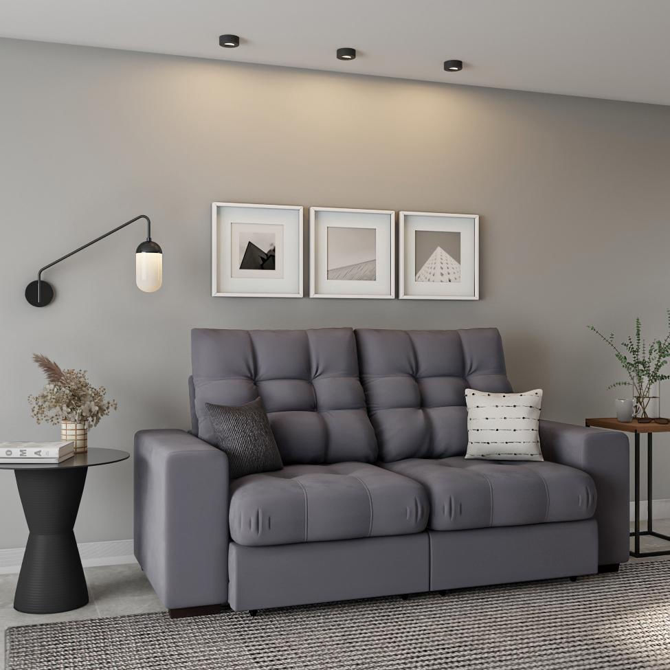 Sofá 3 Lugares Retrátil e Reclinável Toulouse Suede Grafite em Promoção | Ofertas na Americanas