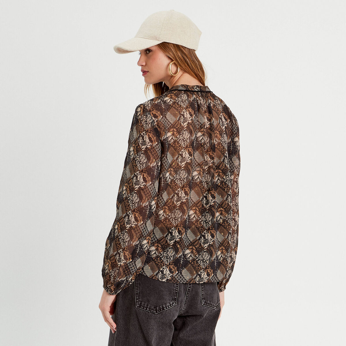 Blouse manches longues noir femme