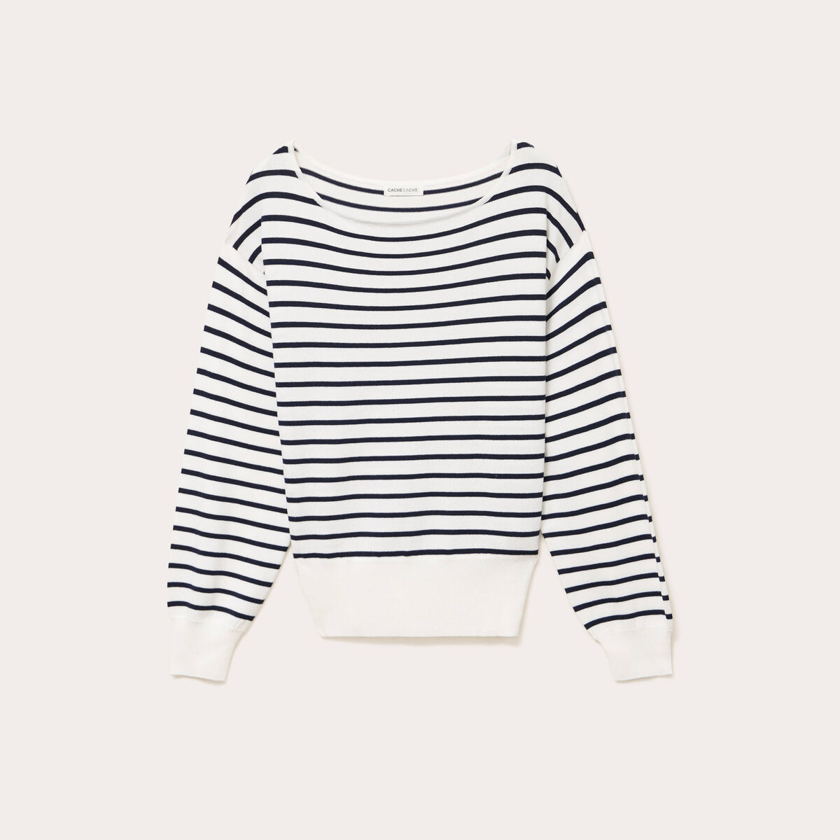 Pull ample manches longues fin bleu marine femme