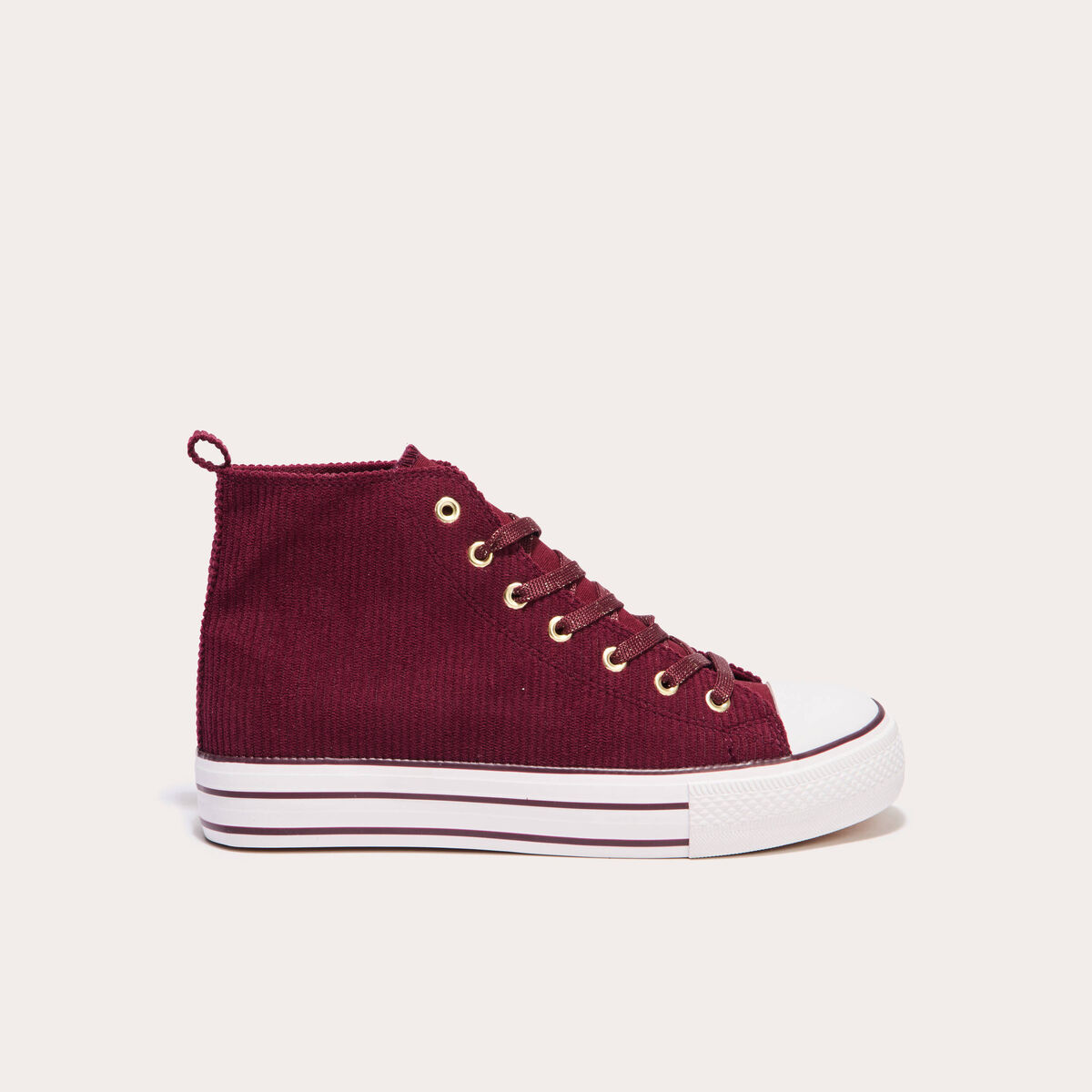 Baskets montantes compensées rouge foncé femme