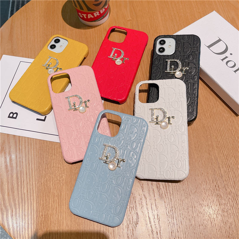 diorロゴ iphone16/15pro/14プロ レザーケース レディース ディオール風 iphone13/12pro/11pro max ケース 軽い 丈夫 スマートフォンケース iphonexs/xr ストーン 派手カワ