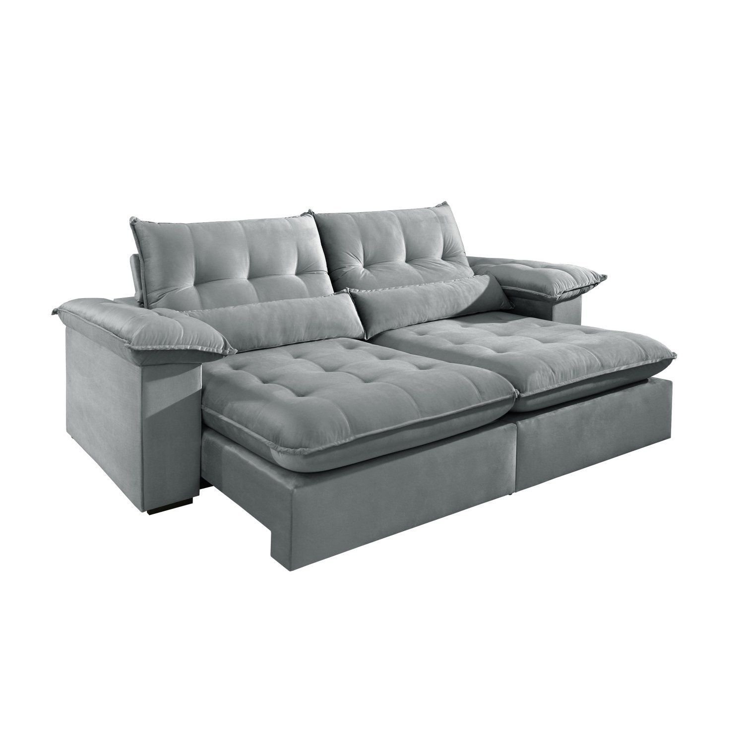 Sofá 4 Lugares Retrátil e Reclinável Mônaco Veludo com Molas Ensacadas