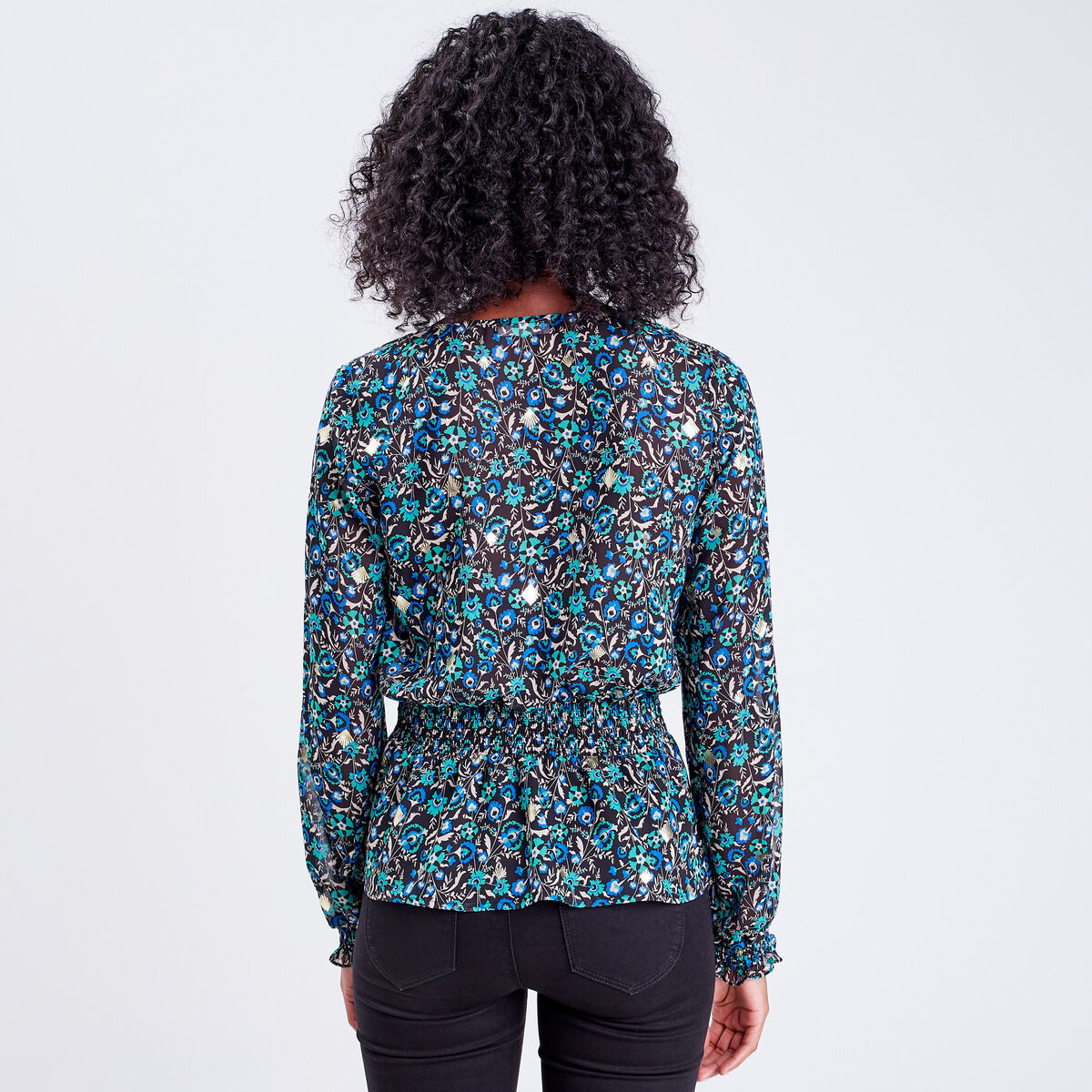 Blouse manches longues noir femme