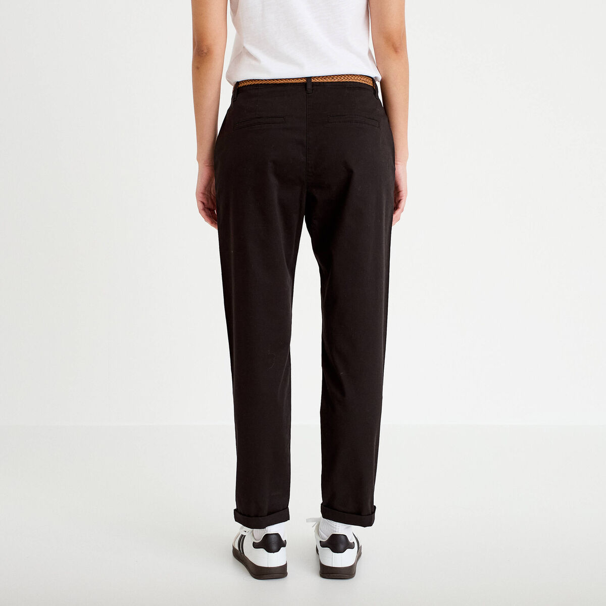 Pantalon chino 7/8ème noir femme